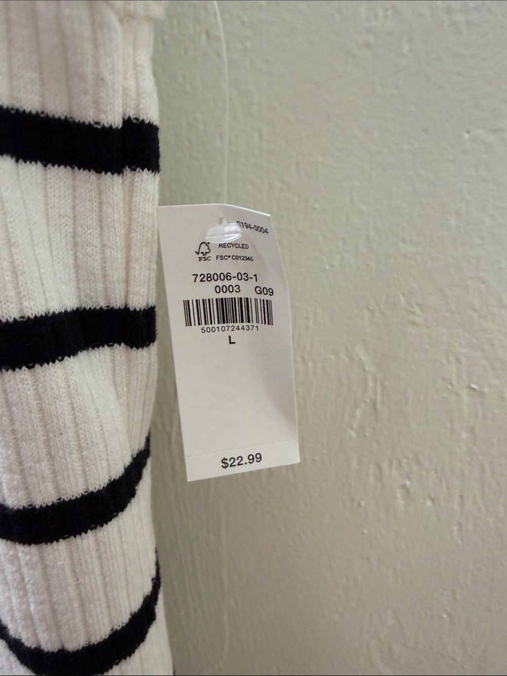 Old Navy White and Black Striped Ribbed Mock Neck Tank - Picture 2 of 4
